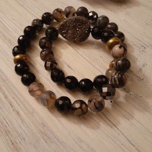 Silpada Retired Sterling Silver Ode to Geode Gemstone Stretch Wrap Bracelet B307